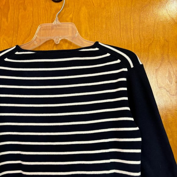 Liz Claiborne Lizsport Women's Black/White/Red Striped Sweater Size LARGE - Picture 9 of 9